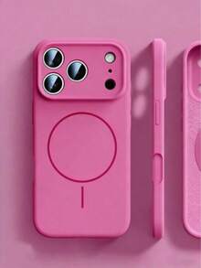 1 ốp lưng điện thoại silicon lỏng mờ tối giản có nam châm, tương thích với iPhone 17 AIR 16 15 14 13 12 Pro Max Plus, hỗ trợ sạc không dây. - Hoa hồng đỏ - Xem 1