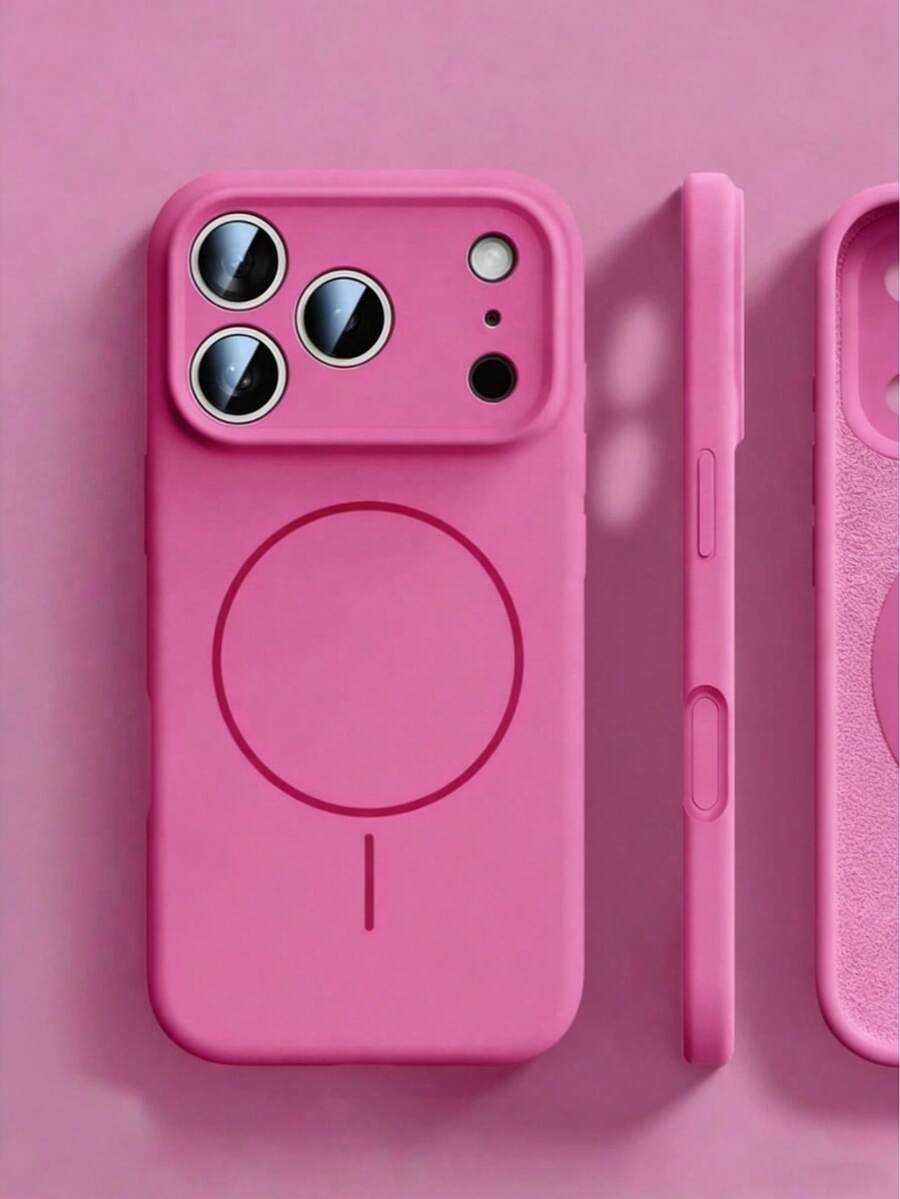 1 ốp lưng điện thoại silicon lỏng mờ tối giản có nam châm, tương thích với iPhone 17 AIR 16 15 14 13 12 Pro Max Plus, hỗ trợ sạc không dây. - Hoa hồng đỏ - Xem 1