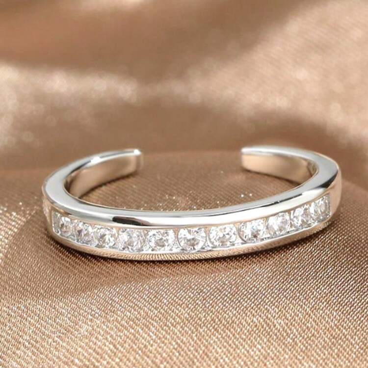 1pc Fashionable Titanium Steel Adjustable Open Toe Ring, Sexy Foot Joint Ring For Oversized Finger - Silver - View 1