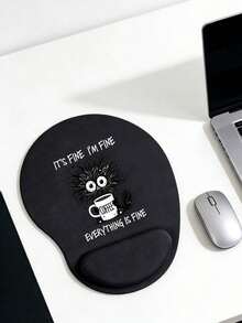 人体工学腕托鼠标垫，可爱工作猫图案，“没关系，我很好，一切都很好”咖啡杯印花，符合人体工学的EVA腕托，防滑记忆棉鼠标垫，舒适贴合手腕，亲肤舒适，桌面保护垫，适用于游戏、办公，防滑设计，适用于办公电脑、笔记本电脑和家庭使用，是毕业季、母亲节、开学季的完美礼物之选 - 彩色 - 查看 4