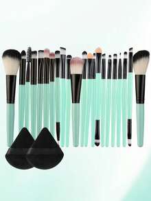 24PCS Makeup Tools Set Including:22PCS Makeup Brush Set+2PCS Triangle Powder Puffs,All-In-One & Beginner-Friendly | Travel-Ready & Gift-Ready | Perfect For Newbies/Her - Multicolor - View 14