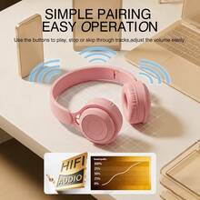 AXNEN Macaron Color Bluetooth Headband Headphones, Foldable & Retractable Wireless Design, Surround Sound, Support TF Card, Suitable For Travel, Home, Office, Gaming And Online Classes - View 4