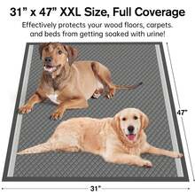 XXXL 31"X47" 6-Layer Ultra Abolsorbent Pee Pads For Dogs, Leak-Proof Carbon Dog Puppy Pads, Odor-Control & Quick Dry Dog Training Pads 40 Counts Charcoal - View 2