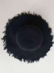 1 chiếc mũ rơm rộng vành kiểu Hàn Quốc dành cho nữ, có tua rua, thoáng khí, thích hợp làm mũ che nắng mùa hè đi biển. - Rơm rạ - Xem 7