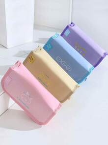 1个拉链大容量铅笔盒，适合办公室、学生使用，新款可爱文具袋，返校季，学习用品 - 多色 - 查看 9