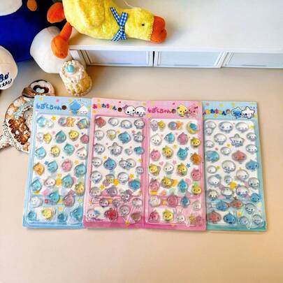 Dreamy Water Drop 3D Crystal Embossed Stickers, Cute Water Drop Cartoon Characters, High Transparency 3D DIY Decorative Stickers, Suitable For Laptops, Tablets, Notebooks, Water Bottles, Notebooks, Storage Boxes, Earphone Charging Cases, Etc. Mini 3D Decorative Stickers