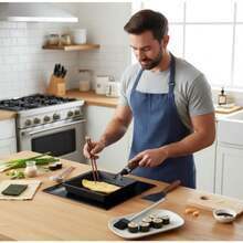 Chảo Tamagoyaki gang Nhật Bản - Đã được xử lý trước bằng nitơ lỏng, chống gỉ, sẵn sàng sử dụng, tay cầm bằng gỗ có thể tháo rời, dùng được trong lò nướng, thích hợp để chiên trứng, bít tết và cắm trại, chống dính không cần lớp phủ hóa học. - Nhiều màu - Xem 5