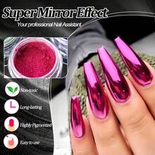 Y2K Nail Art Powder Kit, 12 Colors With 12 Cleaning Swabs, Holographic Metallic Mirror Effect Powder, Nail Art Gel Polishing Decorative Resin Craft Nail Salon Home Use - Multicolor - View 6