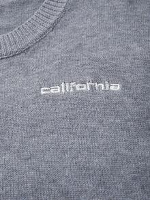 Suéter holgado de cuello redondo de punto para hombre, estilo casual con estampado de la letra California, cómodo y sin mangas, color gris, para primavera/verano - Gris - Ver 6