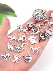 28/48 PCS Random Mixed Horse-Shaped Pendants, Vintage Alloy Horse Series Charms For Necklace, Bracelet And Earring Jewelry Making - A5668- - View 8