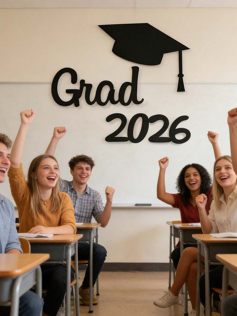 Trang trí tiệc tốt nghiệp năm 2025, Mũ đen và chữ cái bằng nỉ, Phông nền tường lớp học, Trang trí phông nền tiệc tốt nghiệp, Đồ trang trí tự làm, Thích hợp cho trang trí tốt nghiệp, Chúc mừng tốt nghiệp, Trang trí phông nền lớp học, Vật dụng trang trí tiệc theo chủ đề - nhiều màu - Xem 1