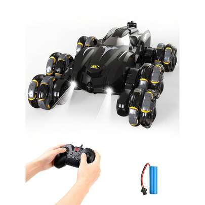 1 pezzo Auto radiocomandata da stunt 8WD, auto RC 2.4GHz con luci, musica e spray, giocattolo camion radiocomandato, rotazione a 360°, giocattolo da s
