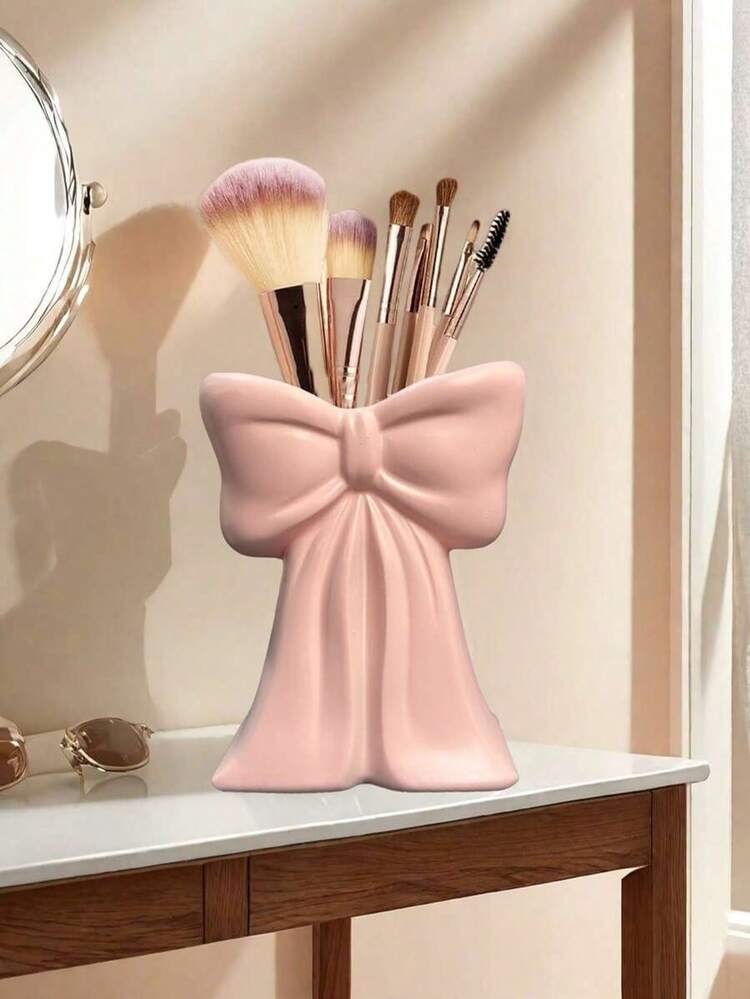 1pc Cute Bow-Shaped Desktop Organizer, Versatile Makeup Brush & Office Supply Holder, Creative Decorative Design Suitable For Women, Home, Holidays, Bathroom, Bedroom, Large Capacity, Thoughtful Gift - Multicolor - View 14