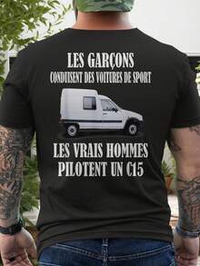 Camiseta Divertida para Hombre con Frase de Conducción Francesa - Diseño Deportivo para Jóvenes Condutores, Estampado en la Espalda con Diseño de Furgoneta Vintage - Camiseta Negra Casual de Manga Corta con Cuello Redondo para Entusiastas de los Coches, Conductores con Humor, Camiseta Coleccionable - Negro - Ver 5