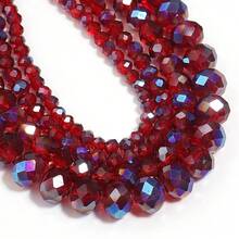 1 buah Manik Abacus Berfaset, Manik Kristal Pipih, Manik Lepas Aneka Warna, Manik Modis, Berwarna-warni, Lucu, Berlapis Elektroplating, Serbaguna, Cocok untuk DIY, Gelang, Kalung, Pembuatan Perhiasan, Tali Ponsel, Gantungan Kunci - Merah transparan semi-elektroplating - View 6
