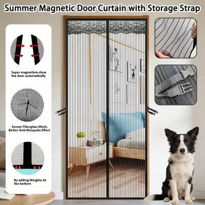 וילון מגנטי נגד יתושים אחד לדלת, חומר רשת עדין חוסם ביעילות יתושים, מבטיח זרימת אוויר, עיצוב וילון תחרה עם מרכז מגנטי מאפשר לחיות מחמד לבוא וללכת בחופשיות, ליהנות מחיים נוחים ללא יתושים.