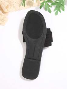 韩版休闲平底拖鞋，女鞋，露趾，套脚式，春夏新品，女士时尚一体式平底凉鞋，波西米亚风沙滩度假鞋，可调节搭扣，家居服 - 黑色 - 查看 3