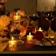 3/7/12pcs Crystal Appearance Flameless LED Candles, Flameless Candles, Battery Operated LED Tea Lights Suitable For Weddings, Holiday Parties, Centerpieces, Home Decor, Halloween, Christmas, Valentine's Day - Crystal Candle Light - View 5