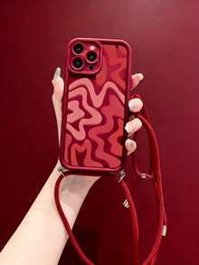 时尚酒红色纹理防指纹红色砂纸防摔挂绳手机壳，适用于苹果17/苹果17 Pro/苹果17 Pro Max/苹果Air/16/15/14/13和S26/S26 Ultra/S26 Plus/S25 Ultra/S24 Ultra/S23 Ultra/A07/A17 [国际版，非本地版] 手机壳 - 紅色 - 查看 2