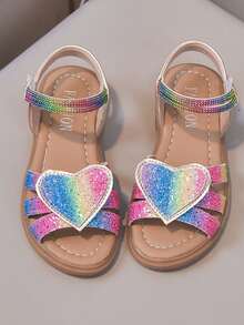 1 Pair Girls' New Multi-Color Flat Cute Open Toe Sandals, Wear-Resistant Anti-Slip Children's Roman Sandals, Suitable For Summer - Khaki - View 8