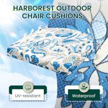 HARBOREST Juego de 4 cojines para silla al aire libre cojines para silla de patio resistentes al agua con lazos cojines de asiento al aire libre para muebles de patio 43x41x5 cm Azul Mariposa - Mariposa azul - Ver 2