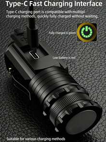 1支便携式多功能磁吸式超亮迷你手电筒，带侧夹和多模式亮度调节，适用于户外露营、夜间骑行、紧急救援、家庭停电、汽车维修、夜市摊位等多种场景。磁吸尾部设计，解放双手。坚固耐用的合金筒身结构。 - 黑色的 - 查看 8