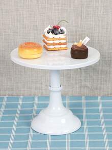 1pc White Cake Stand, Birthday Party Dessert Rack, Event Wedding Cake Dessert Metal Tray, Cupcake Display Platter And Stand - White - View 5