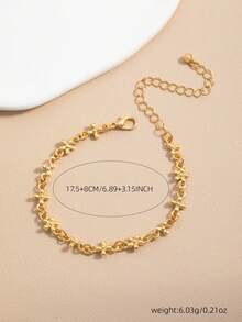 Pulsera con diseño de cruz y flor, joyería personalizada y exagerada de moda europea y americana - Dorado - Ver 4