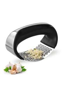 1pc Manual Stainless Steel Garlic Crusher Mincer, Kitchen Garlic Press, Ring Shaped Manual Garlic Press Masher, Multi-Function Squeezer Tool, Easy To Clean Kitchen Tool For Quickly And Effectively Crushing Garlic, Vegetable Mincer, Vegetable Cutter, Kitchen Slicing Tool, Kitchen Tool. - Multicolor - View 2