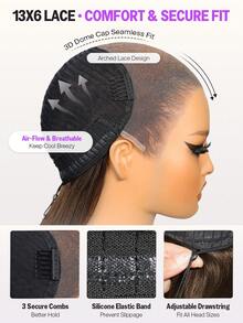 MEGALOOK 无胶13x6 Three-Go™蕾丝前假发，18-30英寸真人发，自然波浪卷，巧克力棕色，预漂白，预拔毛，预剪蕾丝，融合蕾丝，自然发际线，适合新手日常佩戴 - S4 - 查看 7