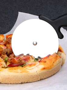 Cortador de tarta, molde de pizza, cortador de pizza, masa de pizza, cortador de masa, cuchilla de cortador de pizza, pala de pizza, cortador de pizza para pasta, cortador de pizza, cortador de tarta - Cortador de rueda de pizza Hyndla, cortador de pizza de acero inoxidable ergonómico con protector para el pulgar - Plata Negro - Ver 3
