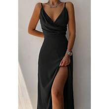 European And American 2026 Summer New Sexy V-Neck Strap Dress With Slit, Fashionable Slim Fit Dress - 綠色 - 查看 4