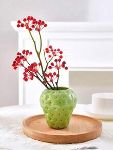 1个迷你可爱草莓造型花瓶，三种颜色（红、粉、绿）可选，手工彩绘装饰树脂花瓶，适用于家居、餐厅餐桌装饰和水培植物，生日、毕业礼物、家居装饰、房间装饰、花瓶、玻璃花瓶 - A - 查看 3