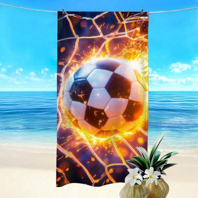 Ręcznik plażowy z motywem piłki nożnej, superchłonny, szybkoschnący, do pływania, miękki i lekki koc plażowy, odpowiedni na plażę, pływanie, kemping, podróże, idealny na plażę (40*80 cm, bardzo mały)