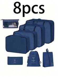 8pcs Luggage Packing Cubes, Includes Compression Storage Shoe Bags, Clothing & Underwear Bags, Travel Organizer Set, Hanging Wash Bags - View 15