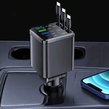 Nuokaiqi 7-In-1 Vehicle Charger, 120W Fast Charging With 70cm Extendable Cable, Built-In 180° Adjustable TYPE-C/IOS Interface And 80cm Extendable Cable, Multi-Functional Vehicle Charger - New - View 3