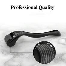 1pc Stainless Steel Micro-Needle Roller, Suitable For Face, Beard, Head, Body, Unisex - Black - View 3