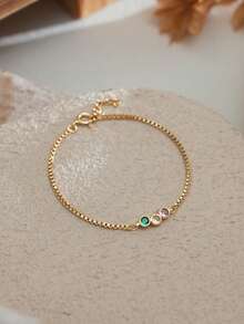 Vòng tay đá sinh nhật thiết kế riêng, đá hình lá, vòng tay cưới, quà sinh nhật, quà tặng phù dâu, vòng tay cho mẹ, quà Ngày của Mẹ cho phái nữ - Đá sinh tháng 7 hình tròn - nhiều màu sắc - Xem 8