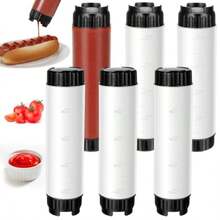 6 Pcs Inverted Ketchup Squeeze Bottle 16 Oz Refillable Condiment Squeeze Bottles Plastic Sauce Bottles Squeezes Tip Large Valve Dispenser For Restaurants Food Trucks Pancake Salad Squirt Black - 半透明,黑色蓋子 - 查看 8