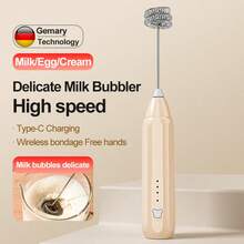 1个无线电动奶泡器，家用电动奶泡器，咖啡搅拌器，奶泡机，自动手持奶泡器二合一USB充电电动奶泡器和咖啡搅拌器，返校季好物 - 彩色 - 查看 23