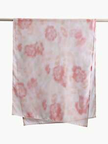 1条女士宽边橙色花卉印花围巾，轻盈透气柔软水彩印花头巾披肩，优雅百搭日常头巾，适合所有季节 - 彩色 - 查看 9