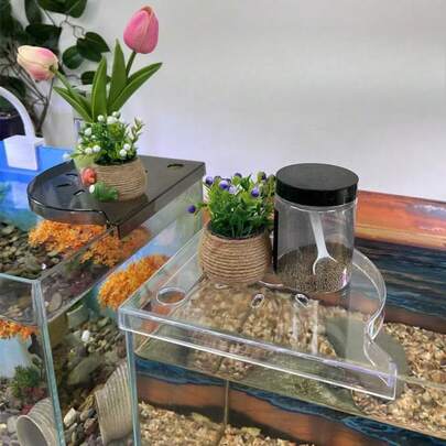 角落水族箱置物架，无需钻孔，鱼食储存架，水族箱顶部造景支撑架，水培植物托盘