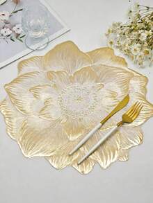 1件/6件装豪华3D金色花卉餐垫，15英寸压纹花卉图案餐桌垫，防水、防油、耐热、可水洗，优雅的厨房、婚礼、派对和节日装饰中心装饰品 - 彩色 - 查看 7