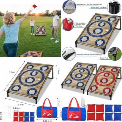 Portable Cornhole Board Set With 8 Bean Bags Corn Hole Toss Game Cornhole Games For Indoor And Outdoor Parties Ideal For Adults Camping Travel Parties Beach Yard