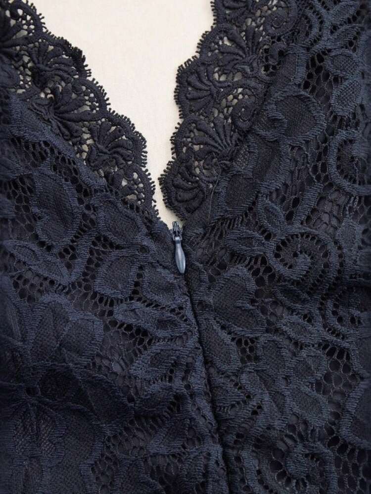 Vestido midi sin mangas de encaje azul, estilo bohemio retro - Nueva colección 2026 para mujer - Negro - Añade 4