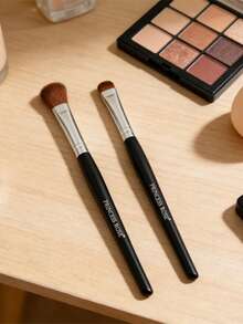 Princess Rose 2件套眼部化妆刷套装 - 柔软蓬松的眼影刷和专业的遮瑕高光刷，合成刷毛，用于精准眼妆、晕染和轮廓修饰 - 黑色 - 查看 3