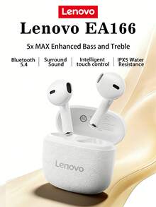 Lenovo EA166 Bluetooth 5.4 Earphones: High-Quality Sound, Smart Super-Clear Call Noise Cancellation, IPX5 Waterproof And Sweat-Proof Rating, Ultra-Low Latency. - Cherry Blossom White - View 1