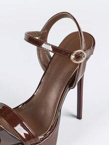 Giày sandal cao gót siêu cao 15cm mùa hè 2026 mới, đế platform, hở mũi, màu nâu cà phê, gợi cảm, thích hợp cho tiệc tùng và trình diễn thời trang. - Cà phê nâu - Xem 7