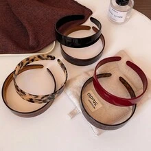 1pc French Classic Fashion Wide Acetate Amber Leopard Print Hairband Non-Slip Toothed Headband Plain Glossy Thickened Not Tight On Hair Women's Hair Accessories - Multicolor - View 2