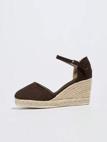 2023 Spring/Summer New Fashion Thick Bottom Woven Wedge Sandals For Women - Brown - View 4